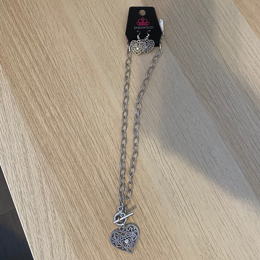 Paparazzi Silver Necklace and Earrings